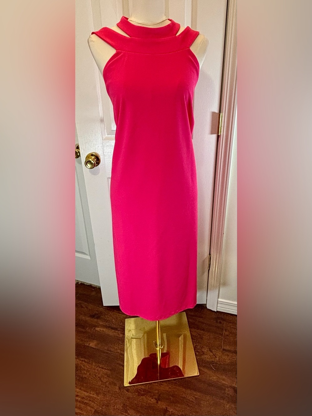 bebe Hot Pink Backless Midi Dress Size 3X (18) - Picture 1 of 7